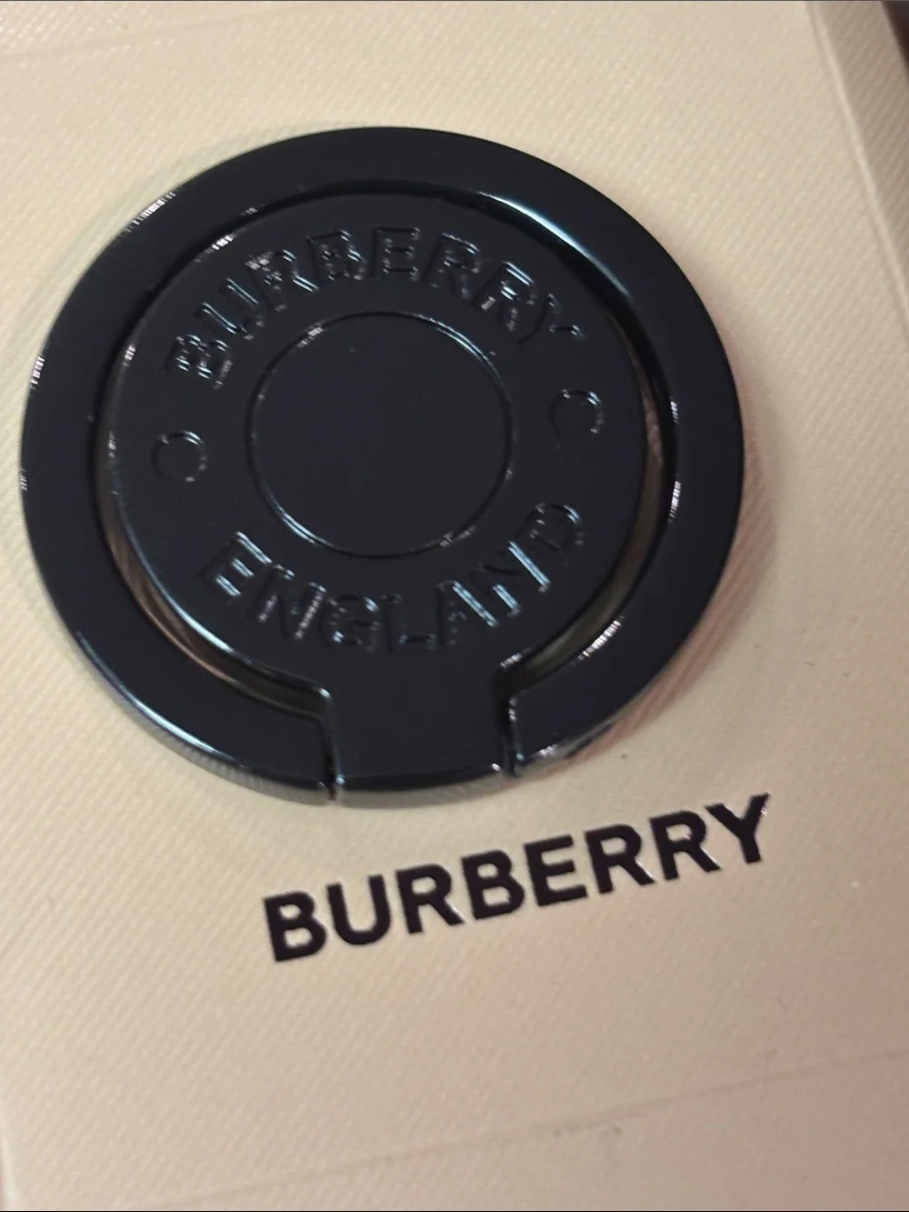 ⚜️Burberry black Phone ring holder Accessory with Embossed Logo GWP NIB ⚜️